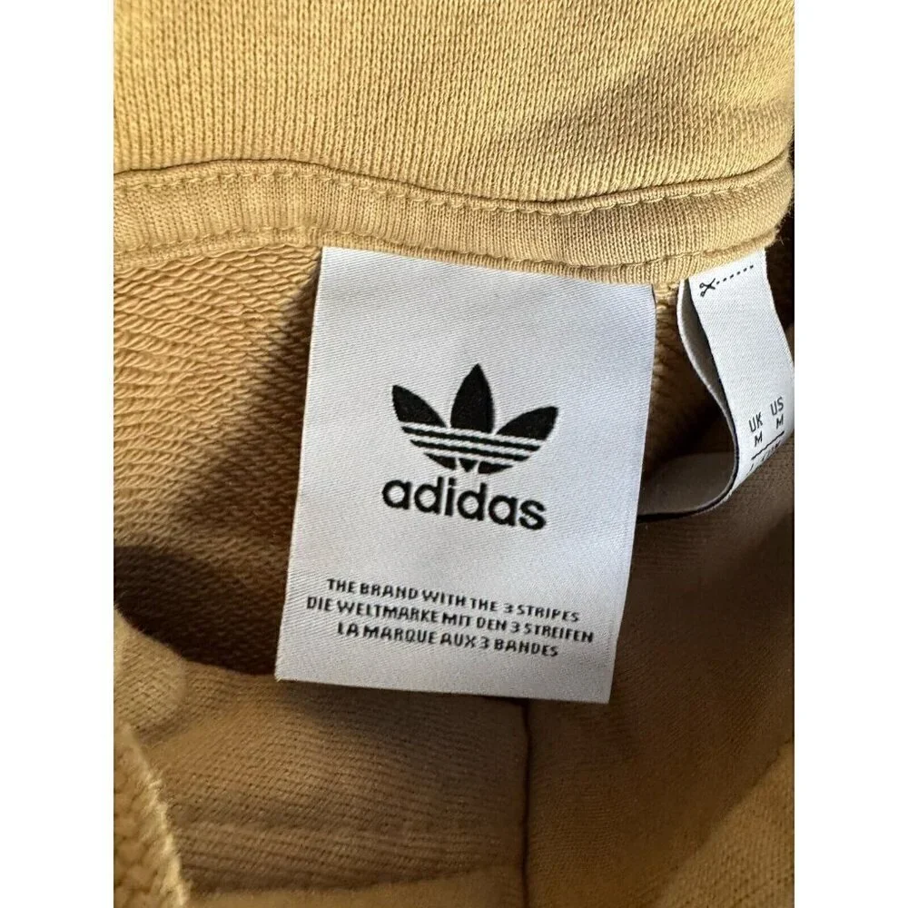 Adidas Men's Sz M Blocked Bold Hoodie Beige Pullover Trefoil Logo (HE0075)